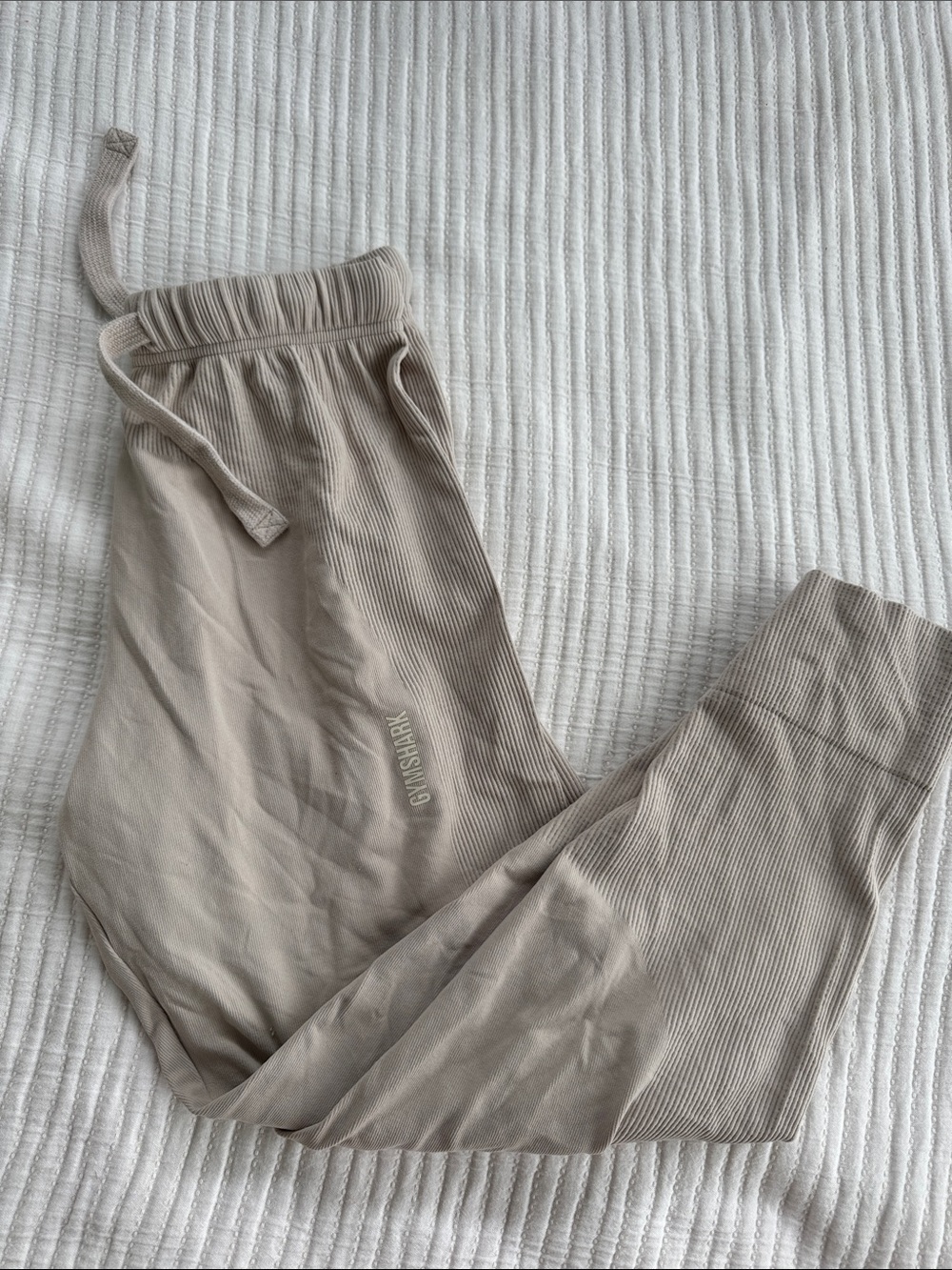 Gymshark Beige Ribbed Drawstring Joggers